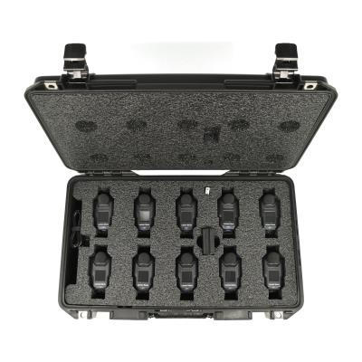 spartan 730 noise dosimeter kit with ten dosimeters, ten windscreens, twenty clips and one calibrator adapter, usb bluetooth dongle, and rugged case with built-in wireless qi charger and type a plug for north america. includes calibration certificates